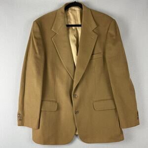 VTG Rogers Scott Cashmere Blazer Sport Coat Mens 44R Tan USA Made Career